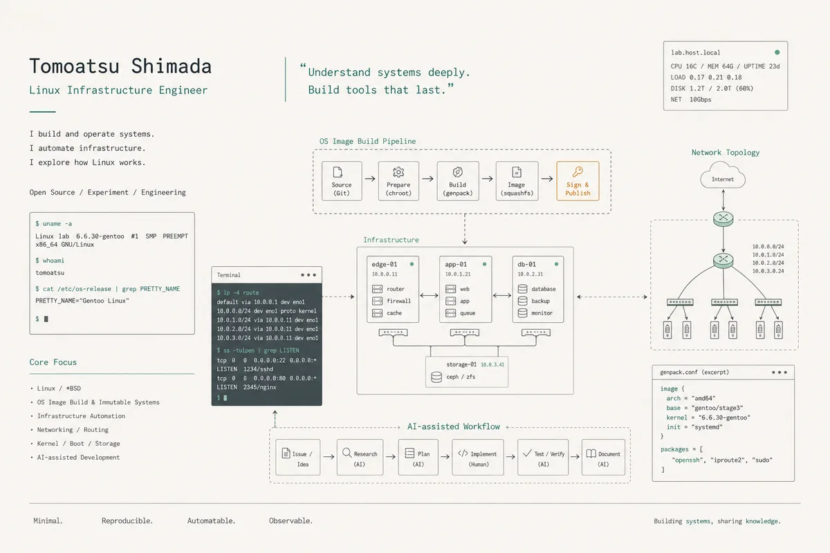 Abstract Linux infrastructure system diagram